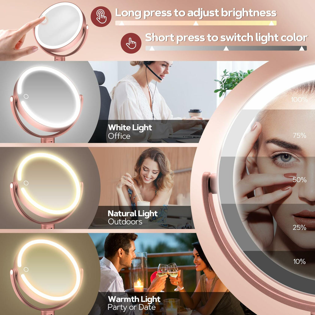 B Beauty Planet Makeup Mirror with Lights, Lighted Magnifying Mirror 30X with 3