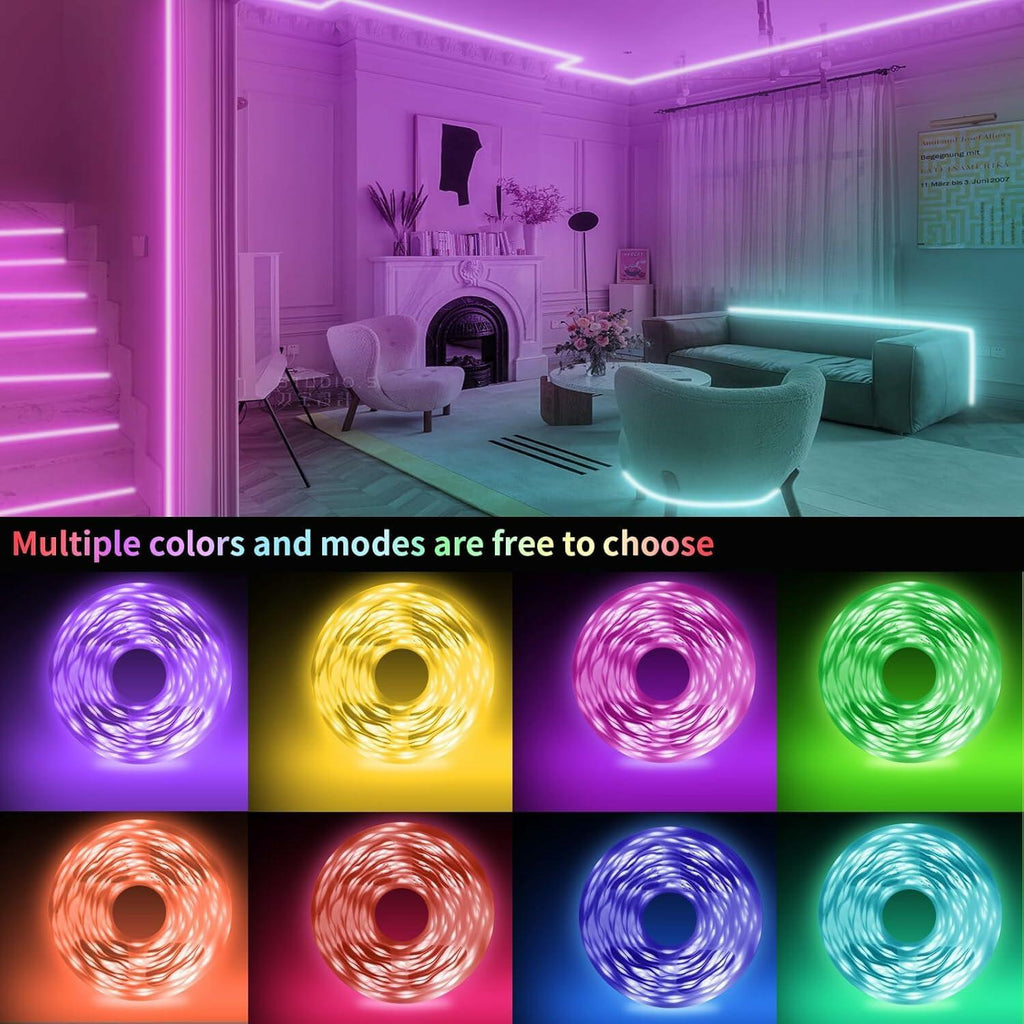 KSIPZE 96ft Led Strip Lights RGB Music Sync Color Changing Bluetooth Led Lights