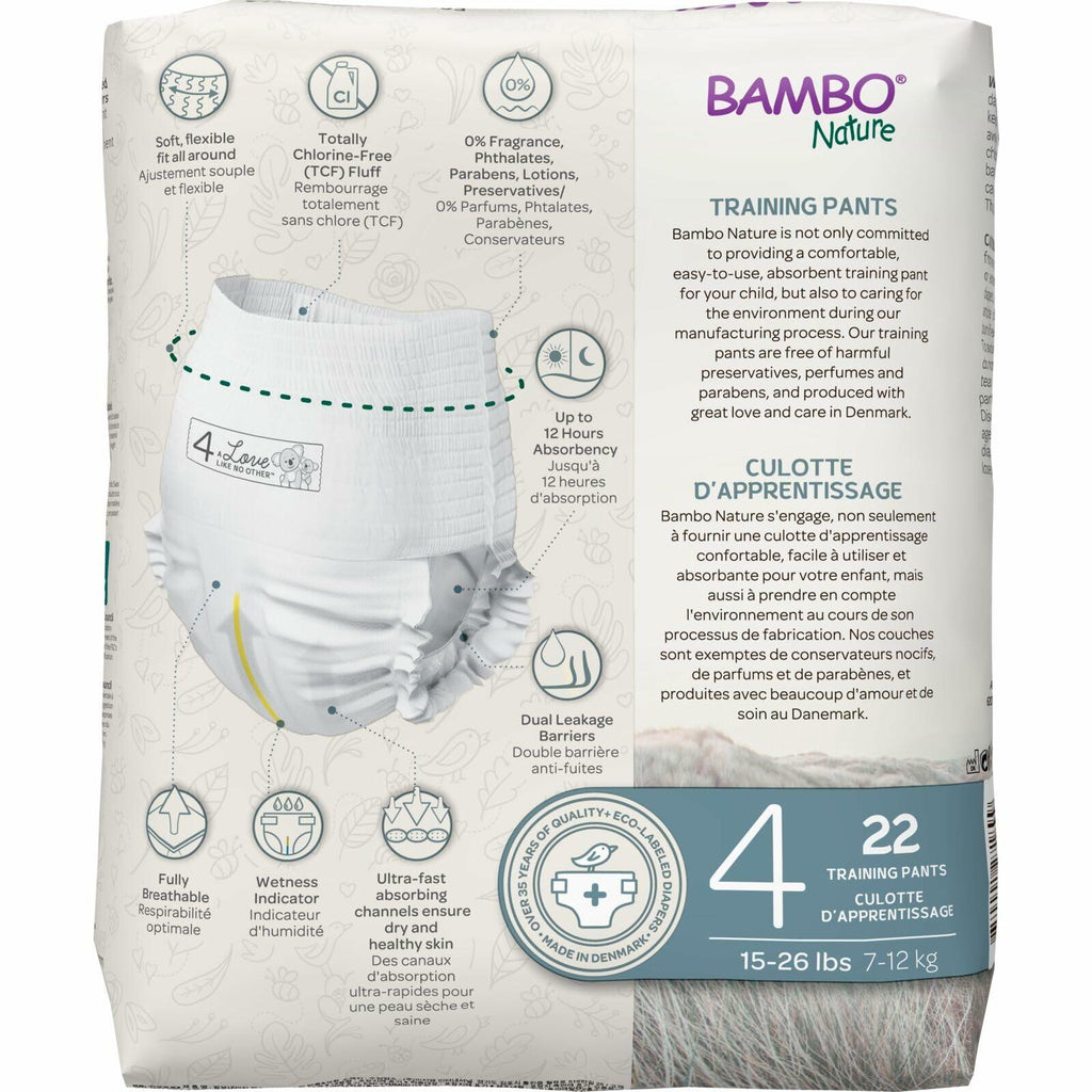 44 Count Bambo Nature Premium Eco-Friendly Training Pants, Size 4 (15-31 Lbs)