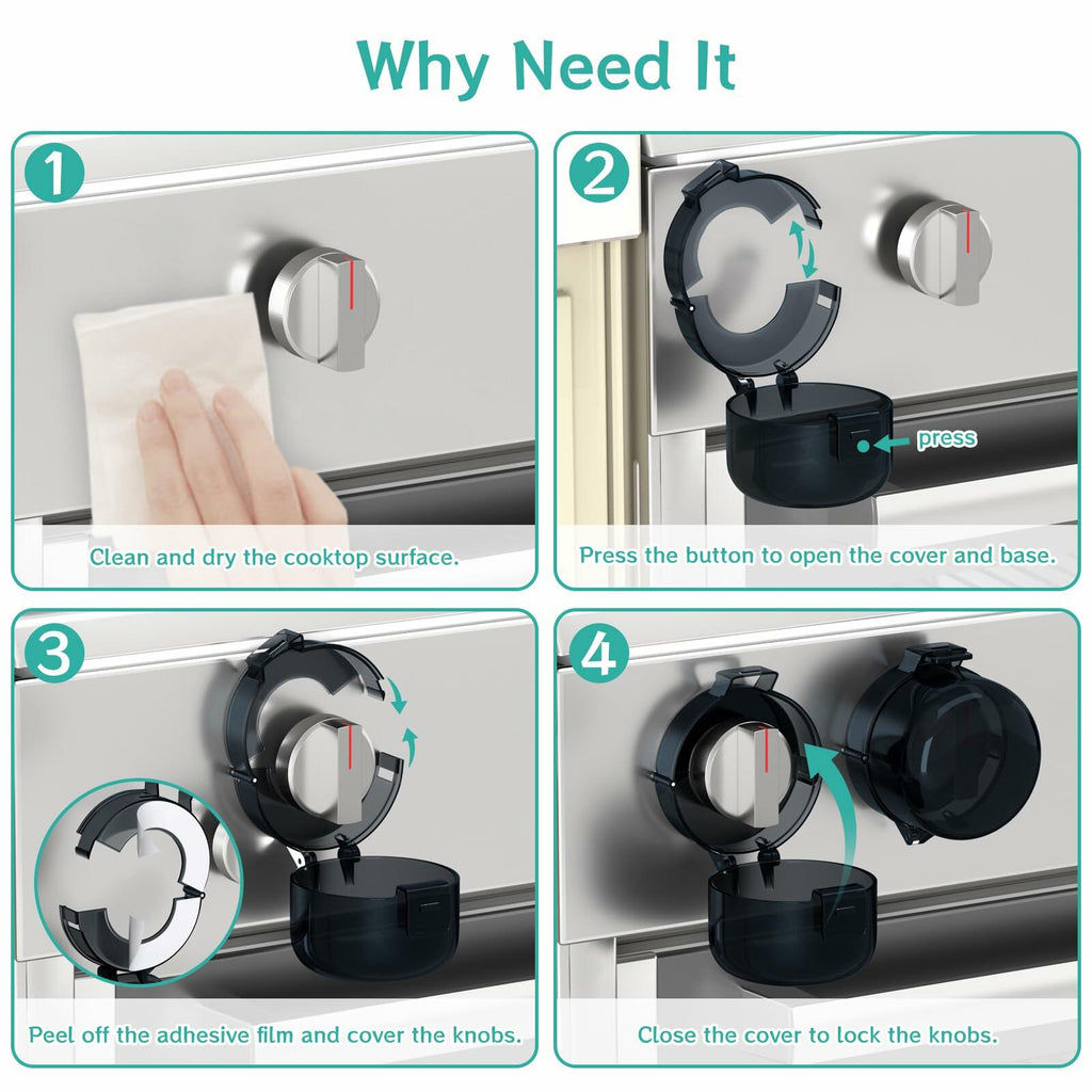 Stove Knob Covers for Child Safety AOSITE Upgraded Gas Knob Covers for Kids