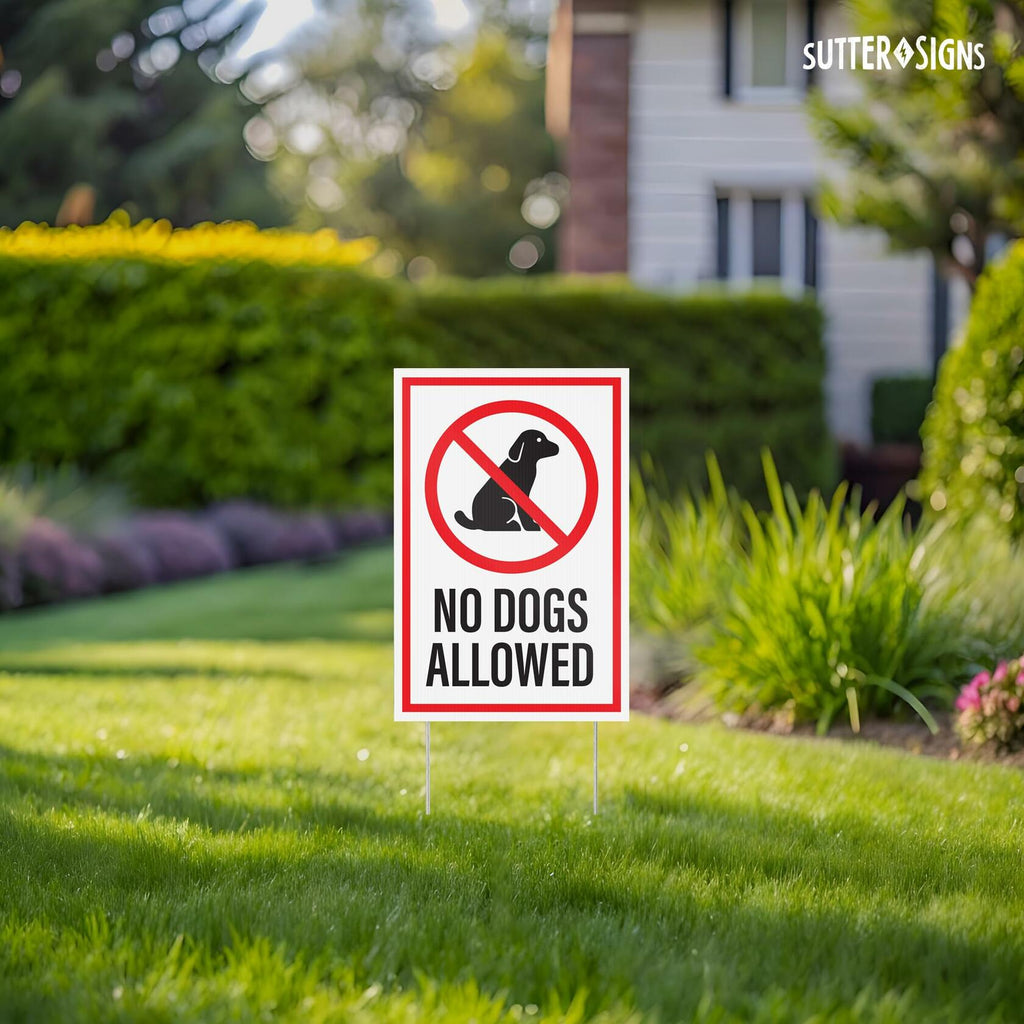 OPEN BOX - Pack of 3 No Dogs Allowed Yard Signs with H-Frame Stakes, 8" x 12"
