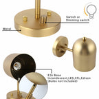 Pathson Set of 2 Hardwired Wall Sconce Dimmer Switch, Brass Finish Wall Light