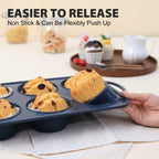 Vnray 2 Pack Jumbo Silicone Muffin Pan with Metal Frame, Non Stick Silicone