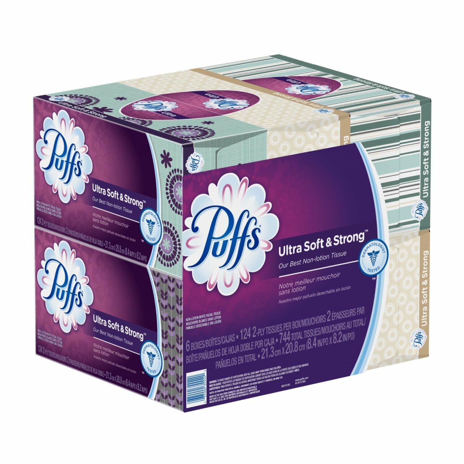 6 Boxes Procter & Gamble 35554 Ultra Soft Facial Tissue, 2-ply, White, 124