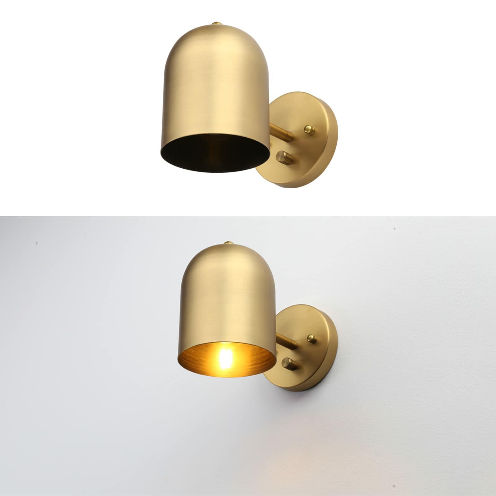 Pathson Set of 2 Hardwired Wall Sconce Dimmer Switch, Brass Finish Wall Light
