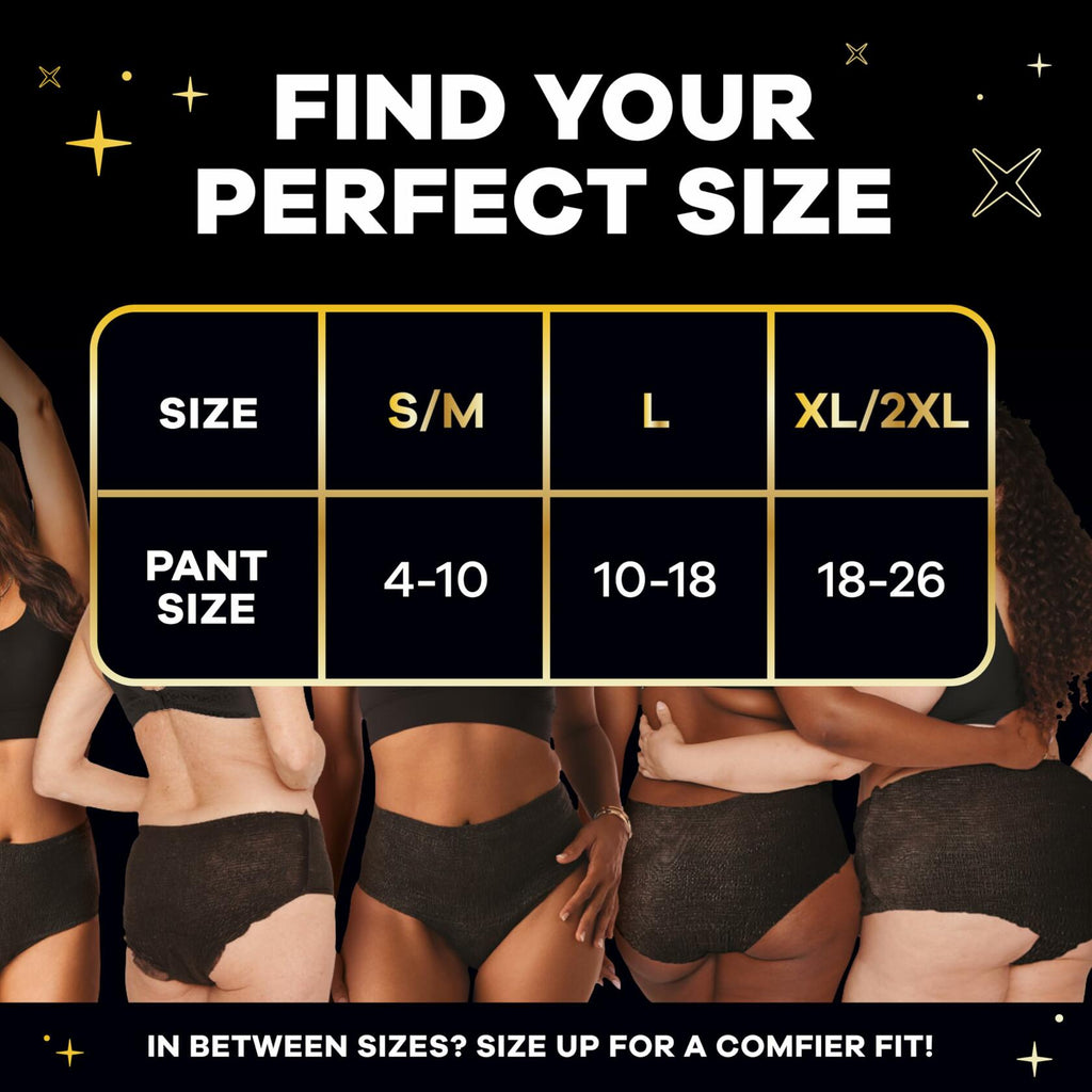 13 Count Always ZZZ Overnight Disposable Period Underwear for Women, Large, 360°