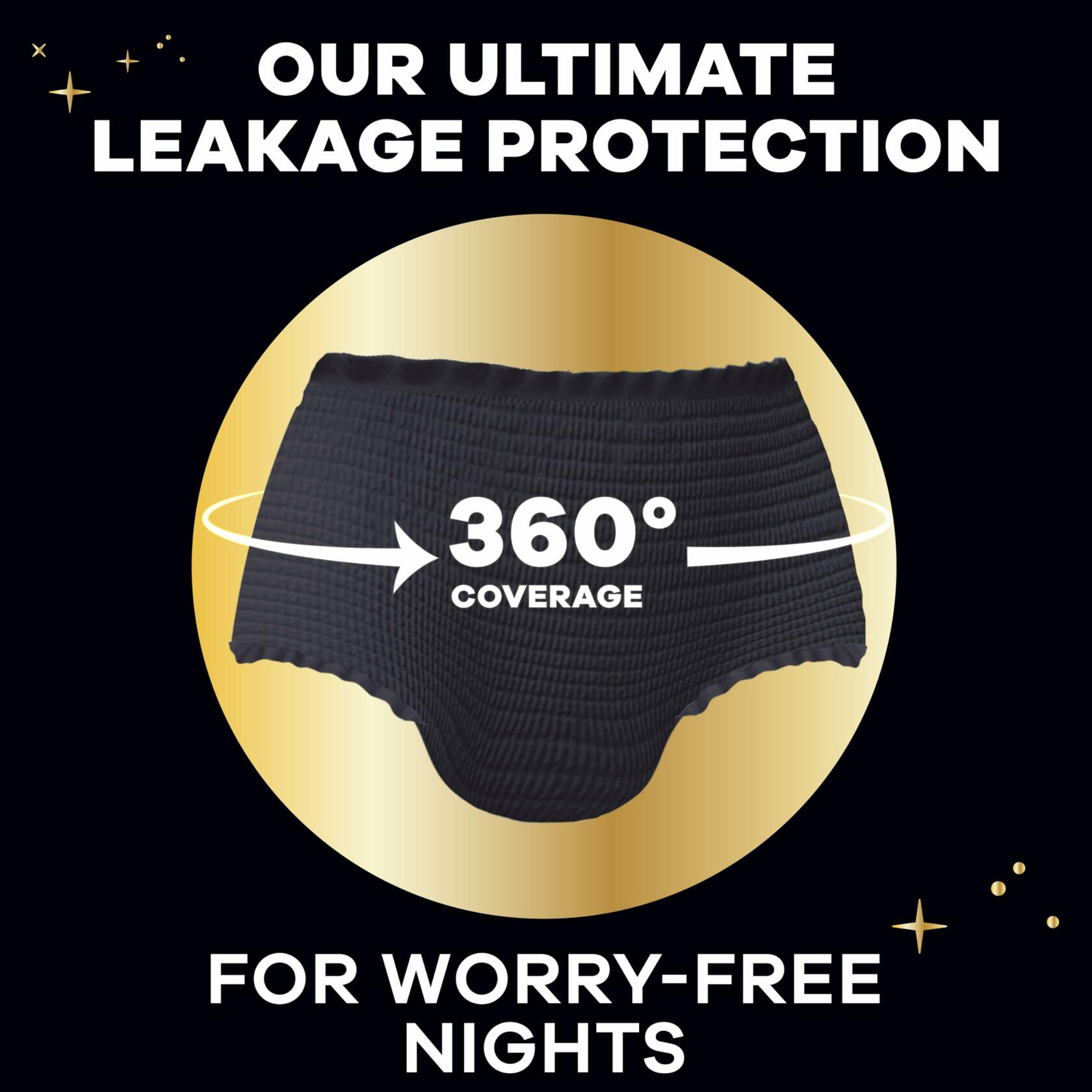 13 Count Always ZZZ Overnight Disposable Period Underwear for Women, Large, 360°