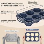 Vnray 2 Pack Jumbo Silicone Muffin Pan with Metal Frame, Non Stick Silicone