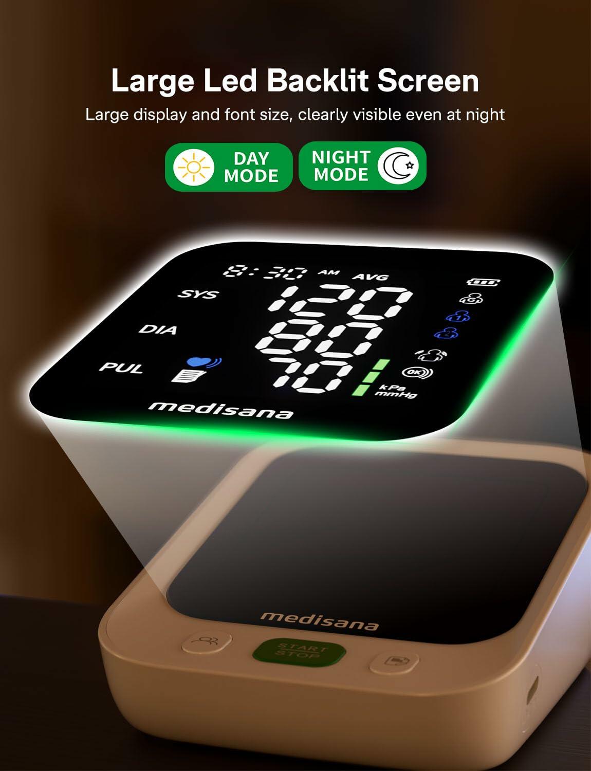 Blood Pressure Monitor with 2x199 Sets Memory, Medisana Automatic Upper Arm