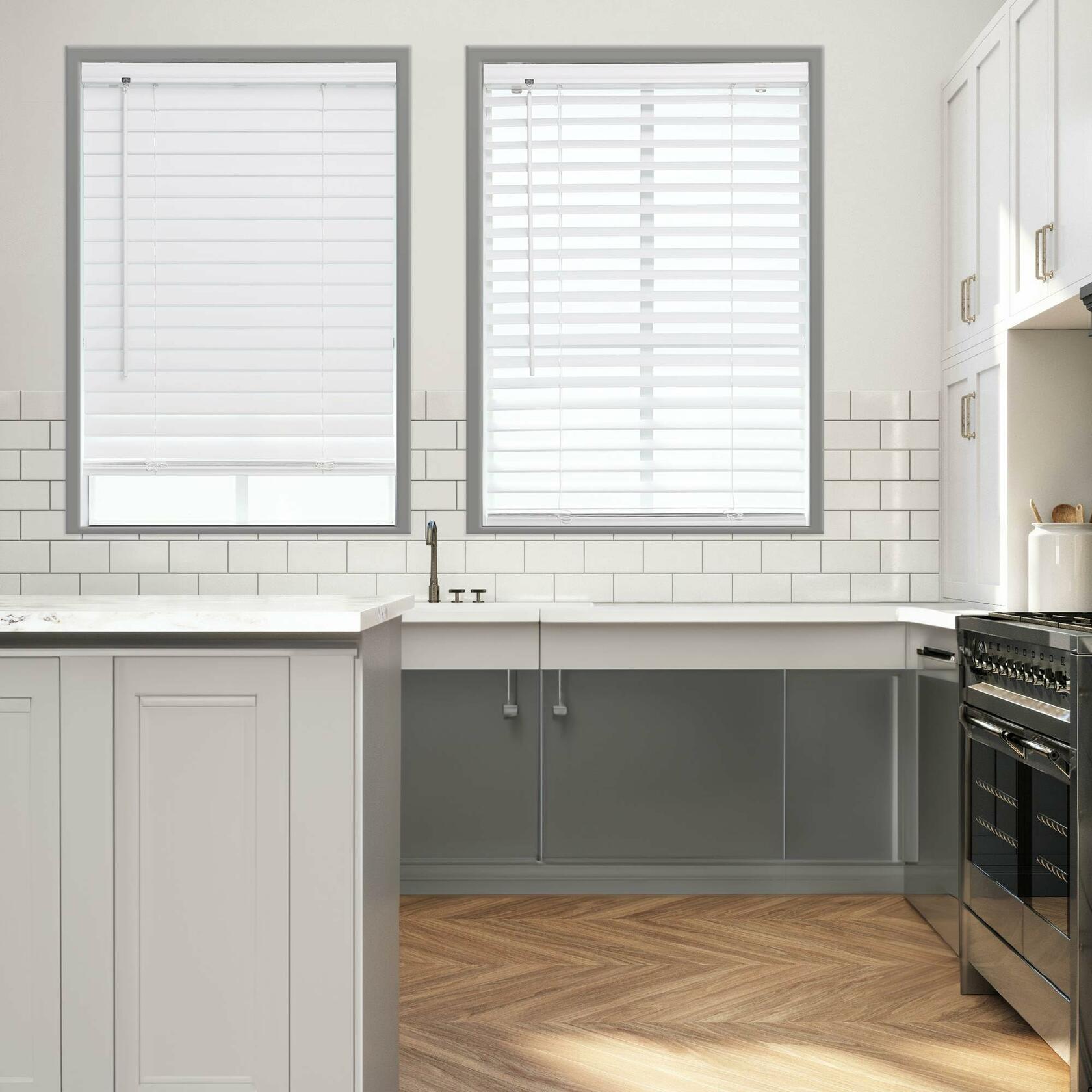 DEZ FURNISHINGS 2" Cordless Flat Slat Venetian Blind, 25.5" W x 48" H, White
