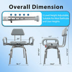 '-MISSING A LEG- ProTraverse Swivel Shower Chair with Arms and Back,Anti-Slip