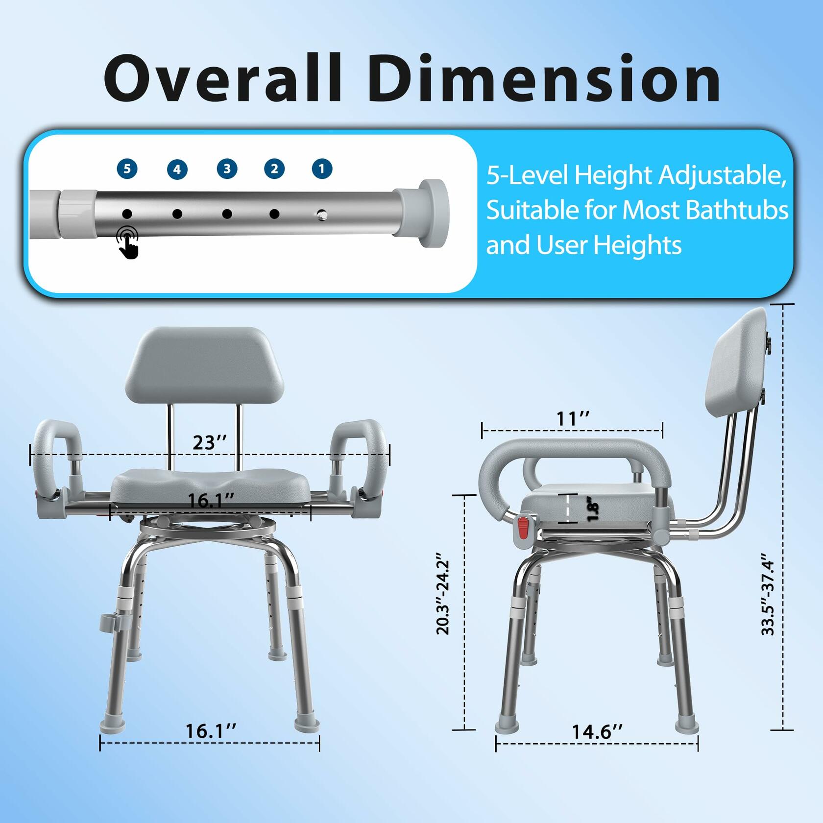 '-MISSING A LEG- ProTraverse Swivel Shower Chair with Arms and Back,Anti-Slip