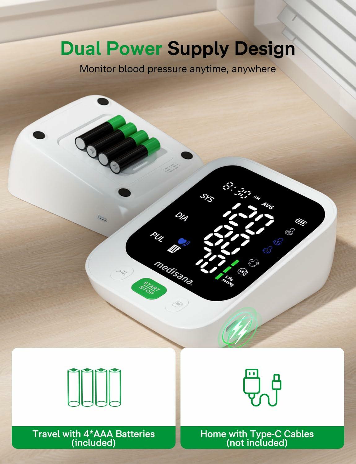 Blood Pressure Monitor with 2x199 Sets Memory, Medisana Automatic Upper Arm