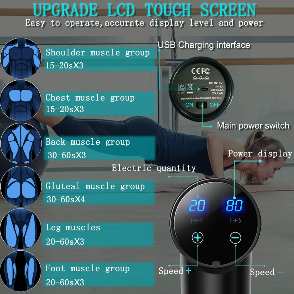 Elefor Massage Gun Deep Tissue,Percussion Back Massager Gun for Athletes Muscle