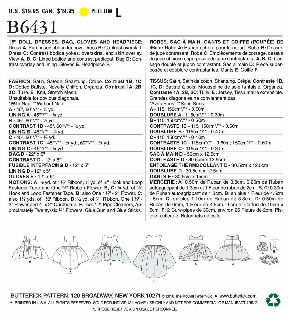 McCall Pattern Company Bag, Gloves and Headpiece for 18 Sewing Pattern, One Size