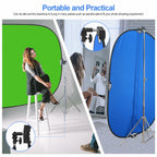 (Rip in carry case) WELLMAKING 5x6.6ft Green Blue 2-in-1 Screen Backdrop for