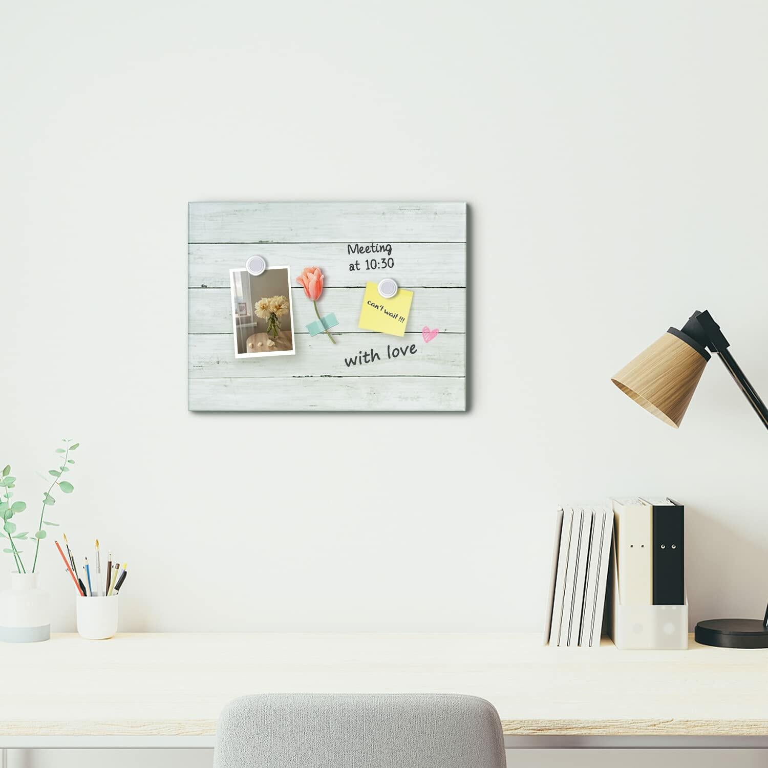 Aitakatta Wooden Planks Print Magnetic Surface Dry Erase Board, 12 x 16 inches