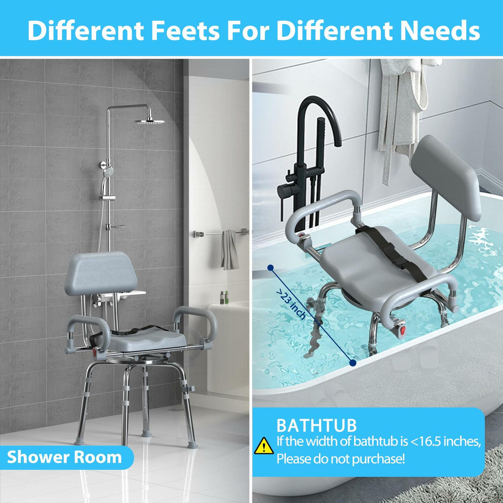 '-MISSING A LEG- ProTraverse Swivel Shower Chair with Arms and Back,Anti-Slip