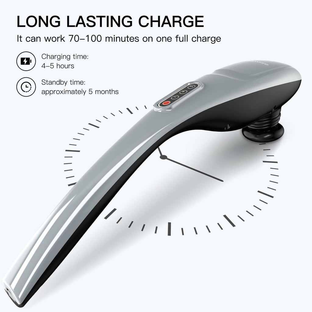 MEGAWISE Cordless Back Massager for Shoulders, Waist, Legs, Rechargeable 3200mAh