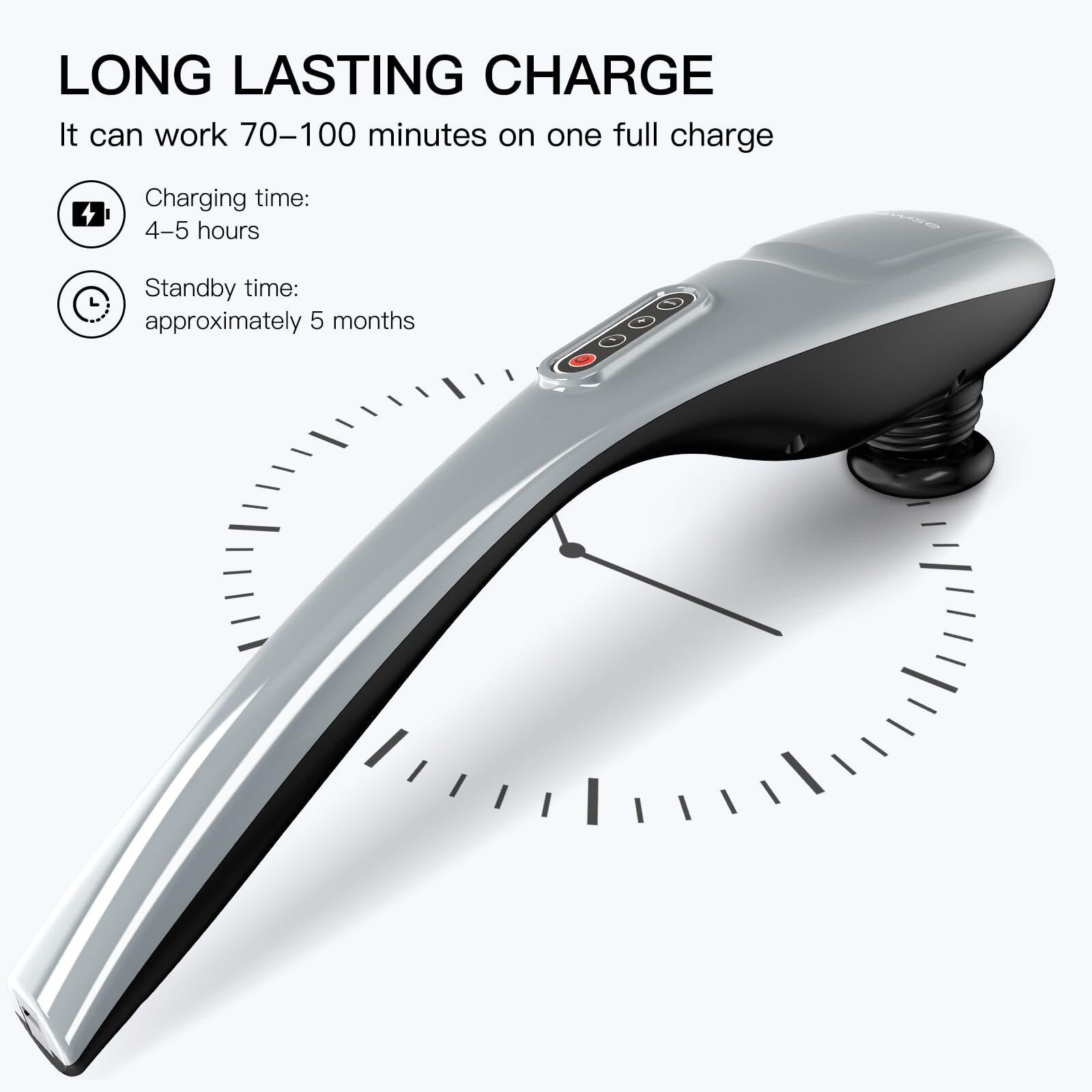 MEGAWISE Cordless Back Massager for Shoulders, Waist, Legs, Rechargeable 3200mAh