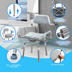 '-MISSING A LEG- ProTraverse Swivel Shower Chair with Arms and Back,Anti-Slip