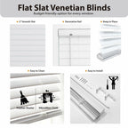 DEZ FURNISHINGS 2" Cordless Flat Slat Venetian Blind, 25.5" W x 48" H, White