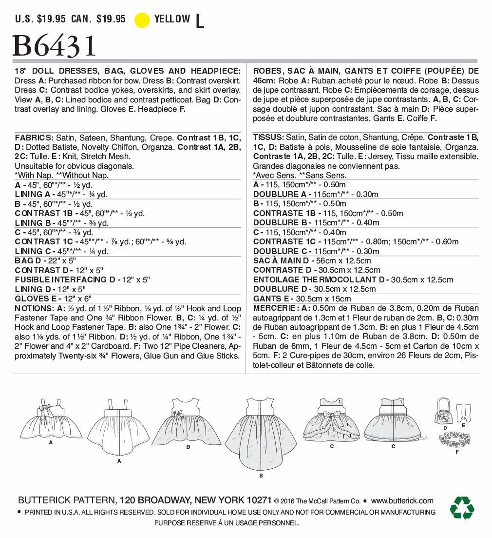 McCall Pattern Company Bag, Gloves and Headpiece for 18 Sewing Pattern, One Size