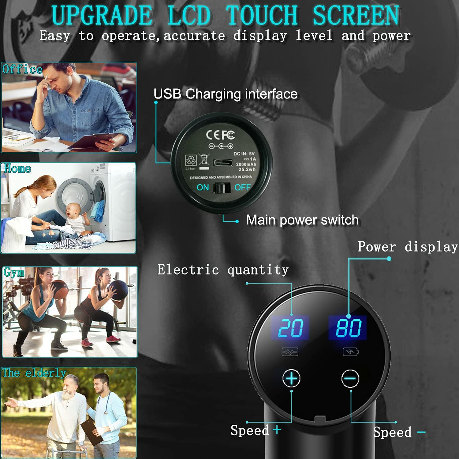 Elefor Massage Gun Deep Tissue,Percussion Back Massager Gun for Athletes Muscle