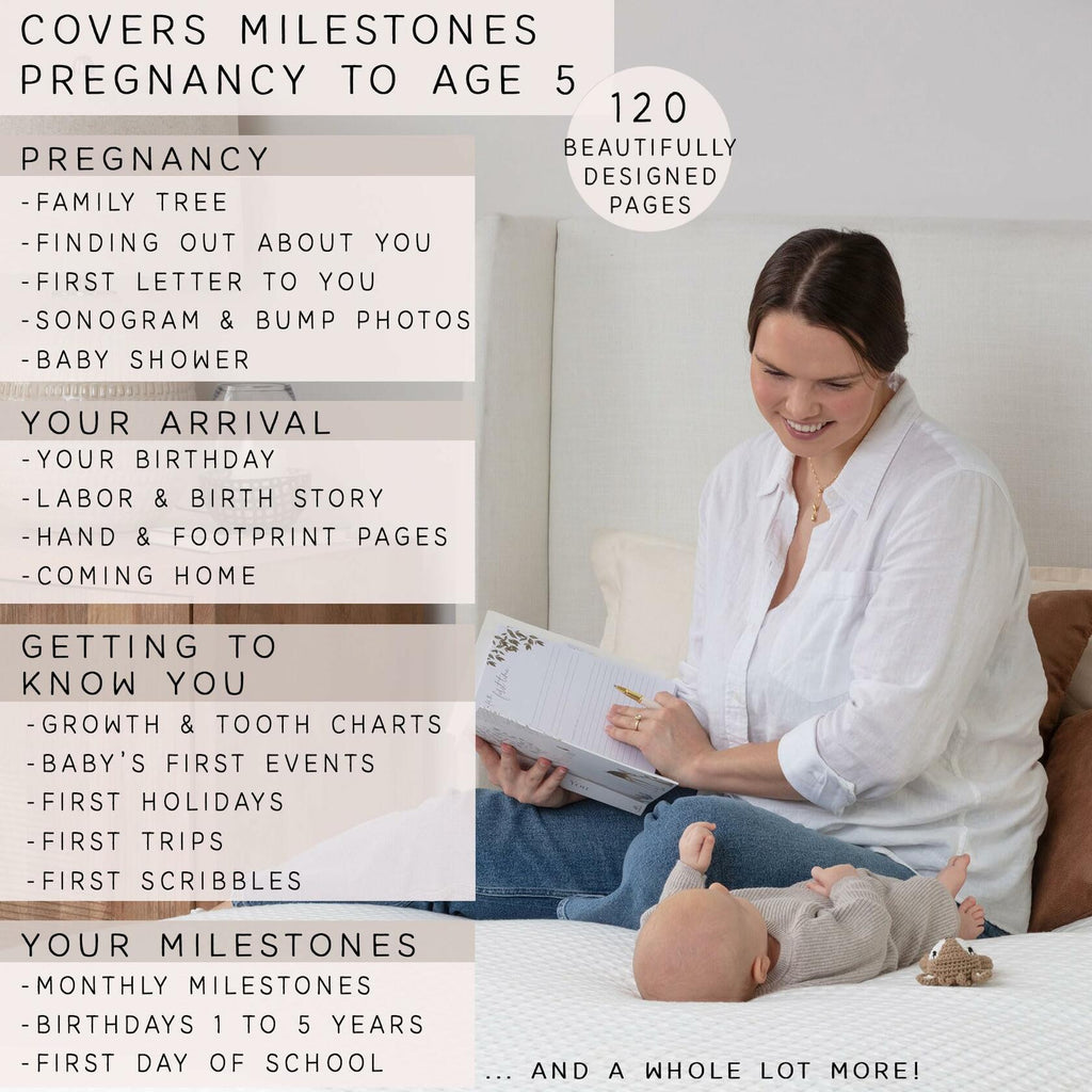 Baby Memory Book for Boy or Girl - First 5 Year Keepsake Album from Pregnancy to