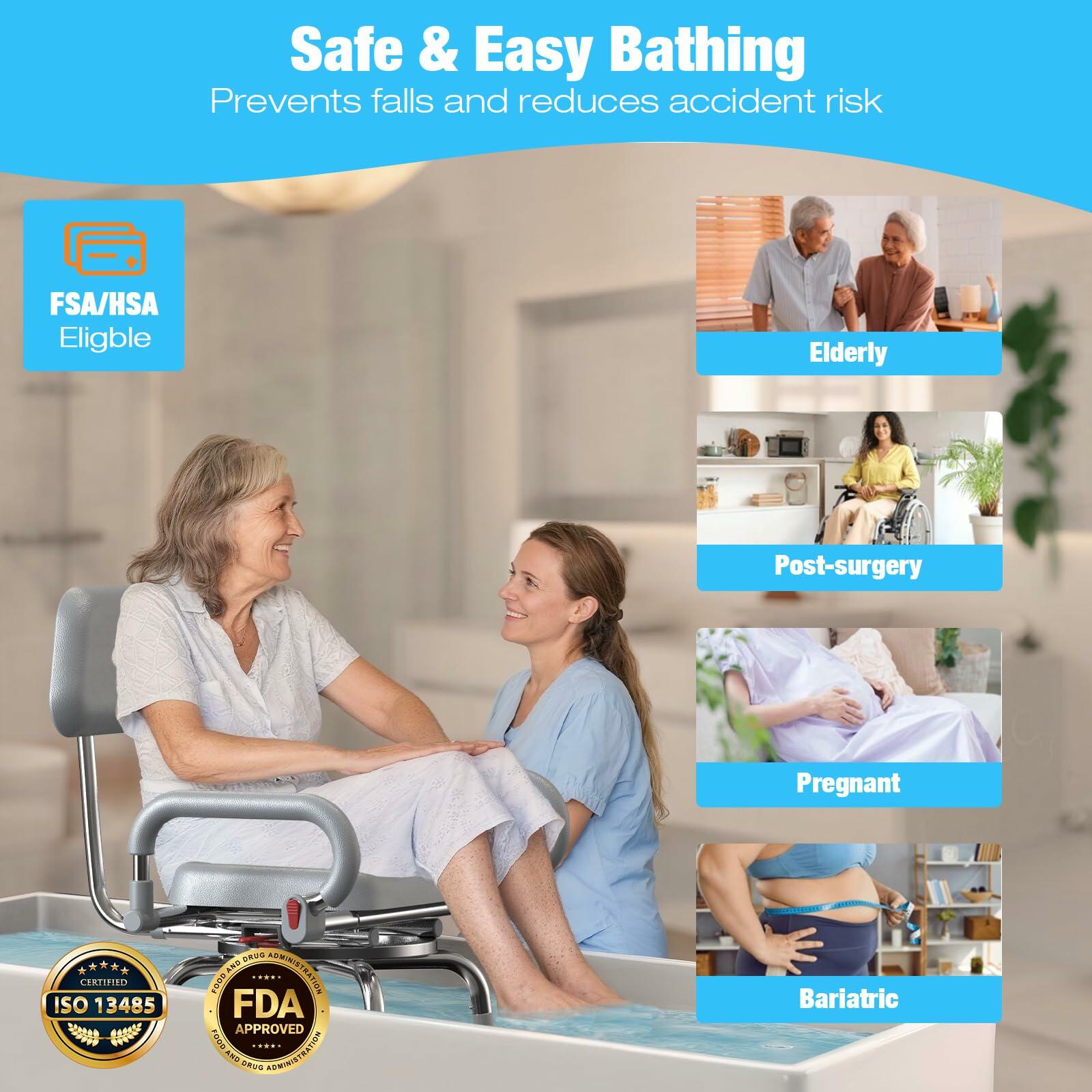 '-MISSING A LEG- ProTraverse Swivel Shower Chair with Arms and Back,Anti-Slip