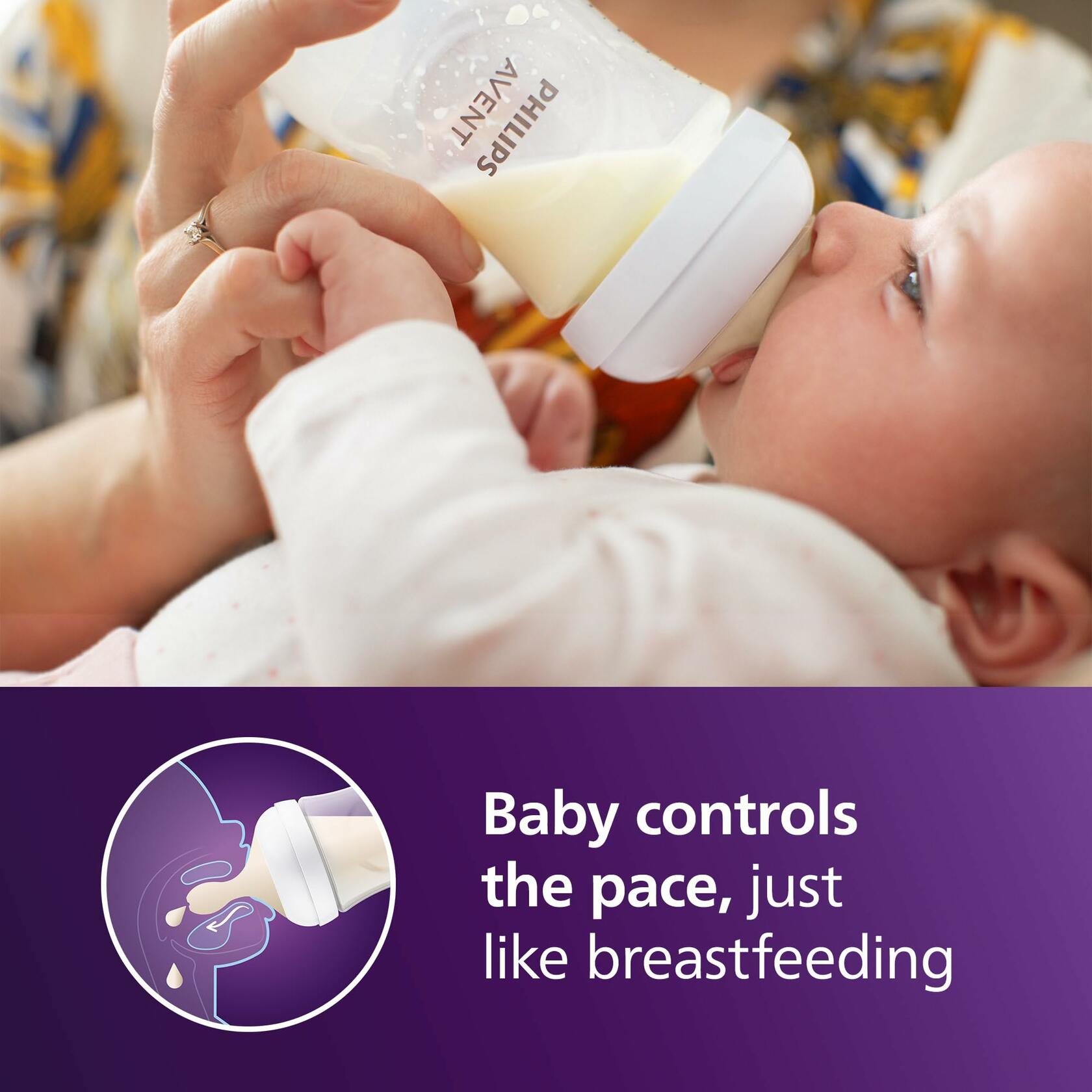 4 Pack Philips Avent Natural Baby Bottles with Natural Response Nipples (Medium