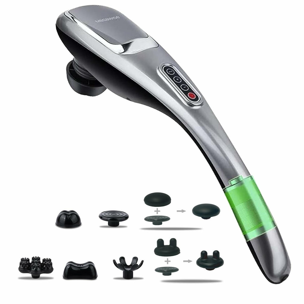MEGAWISE Cordless Back Massager for Shoulders, Waist, Legs, Rechargeable 3200mAh