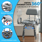 '-MISSING A LEG- ProTraverse Swivel Shower Chair with Arms and Back,Anti-Slip