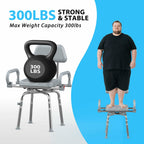 '-MISSING A LEG- ProTraverse Swivel Shower Chair with Arms and Back,Anti-Slip