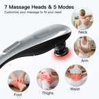 MEGAWISE Cordless Back Massager for Shoulders, Waist, Legs, Rechargeable 3200mAh