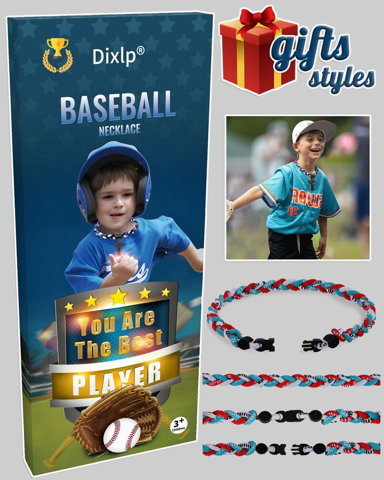Dixlp Baseball Necklaces 3 Pack Fashion Tornado Design for Sports Fan, Great-Hit