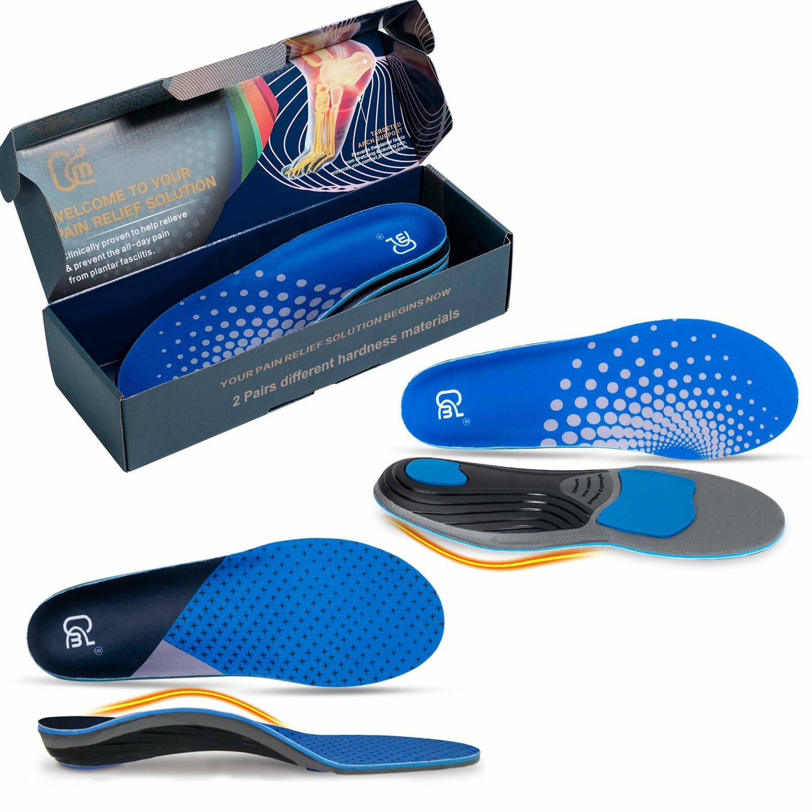 Size 11 AOTENG STAR Plantar Fasciitis Insoles, High Arch Support Insoles for