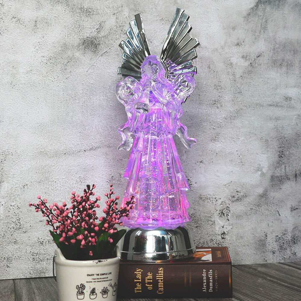 Eldnacele 14" Christmas Snow Globe Water Glittering Angels Figurine, Battery
