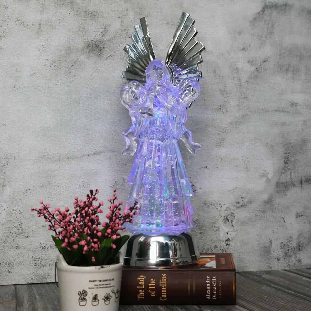 Eldnacele 14" Christmas Snow Globe Water Glittering Angels Figurine, Battery