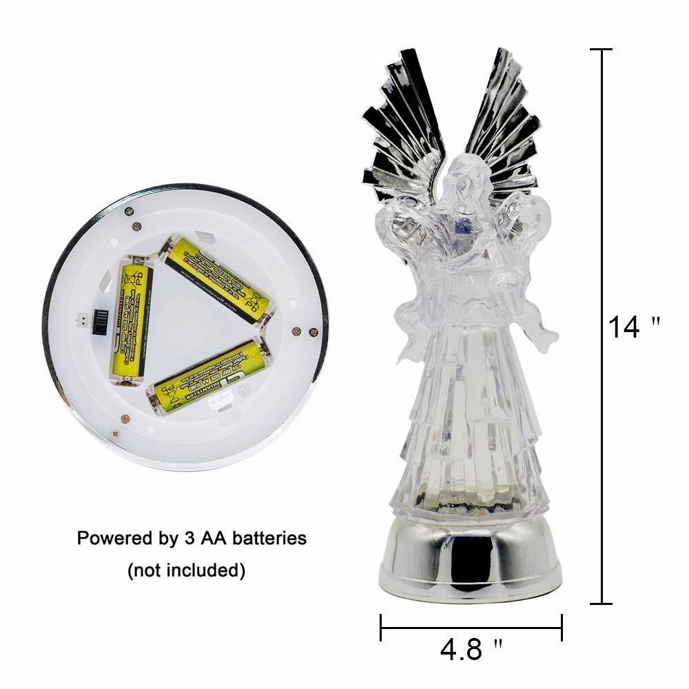 Eldnacele 14" Christmas Snow Globe Water Glittering Angels Figurine, Battery