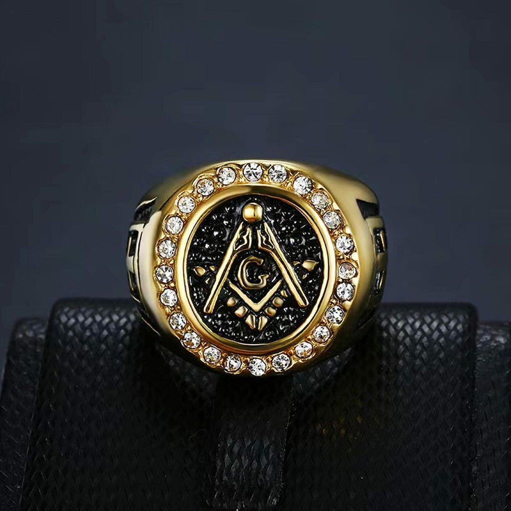 Size 10 LAIMIUMIU33 CZ Masonic Ring for men Amor Shield Bling Biker 316