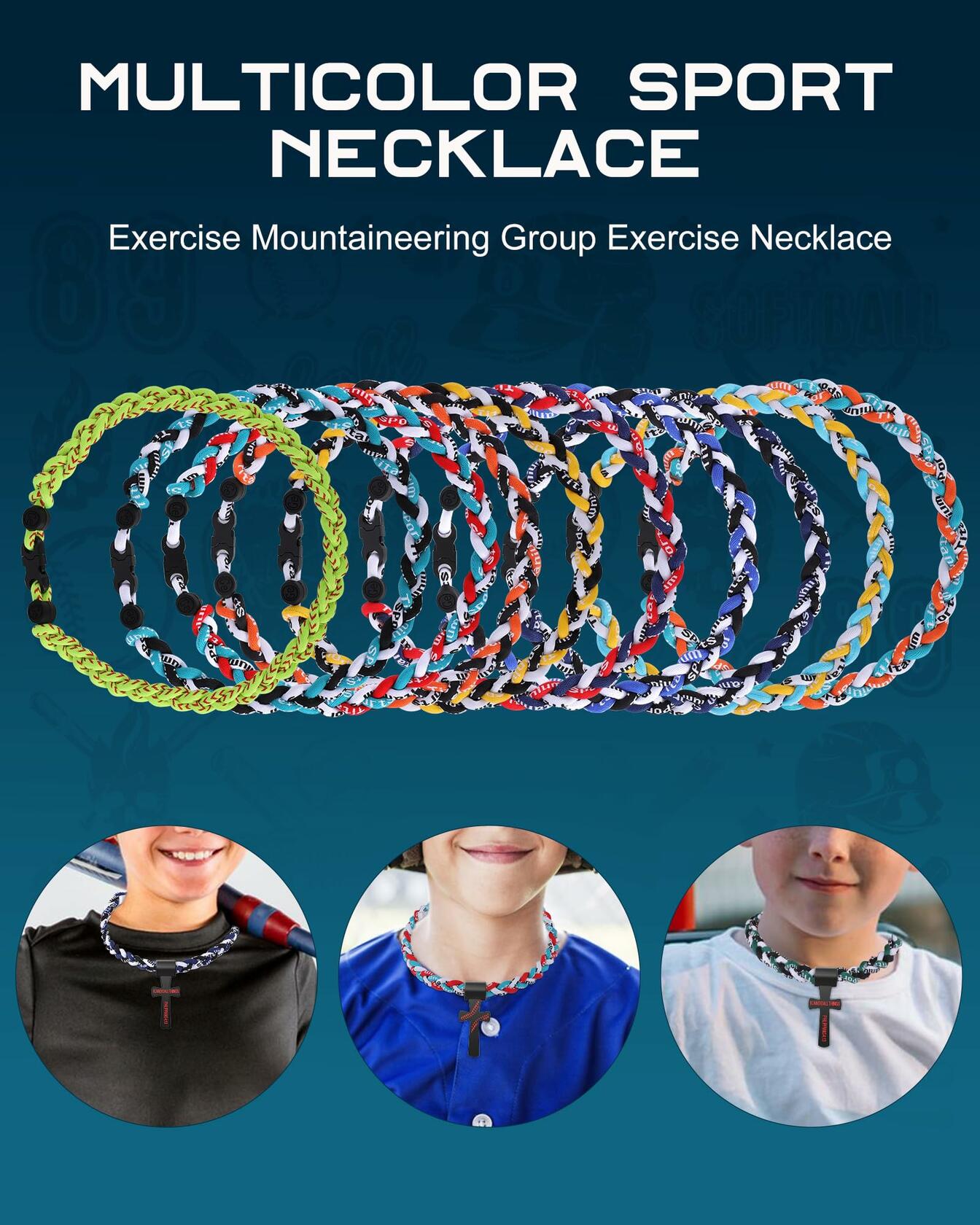 Dixlp Baseball Necklaces 3 Pack Fashion Tornado Design for Sports Fan, Great-Hit