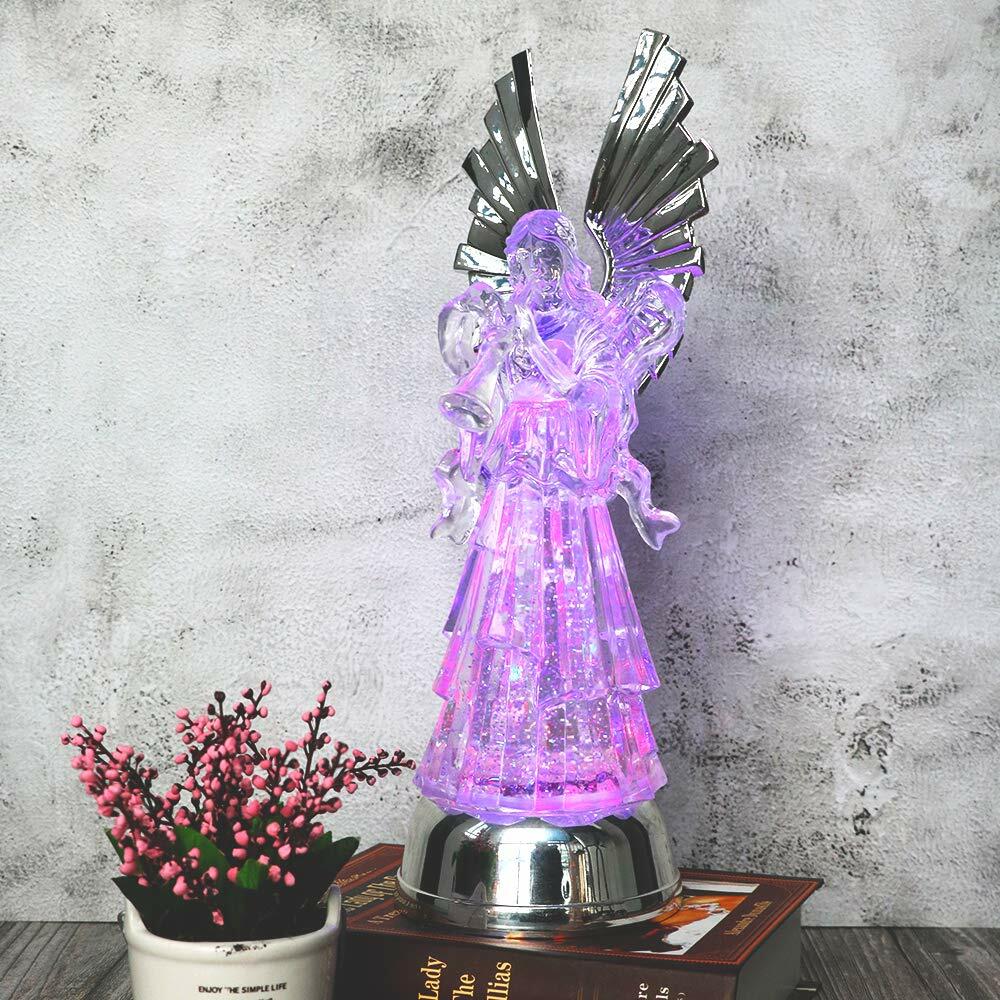 Eldnacele 14" Christmas Snow Globe Water Glittering Angels Figurine, Battery