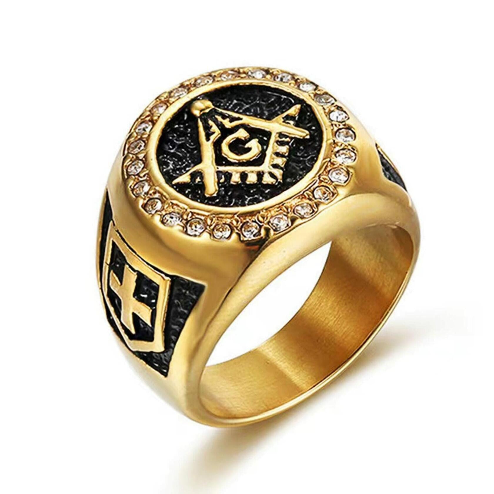 Size 10 LAIMIUMIU33 CZ Masonic Ring for men Amor Shield Bling Biker 316