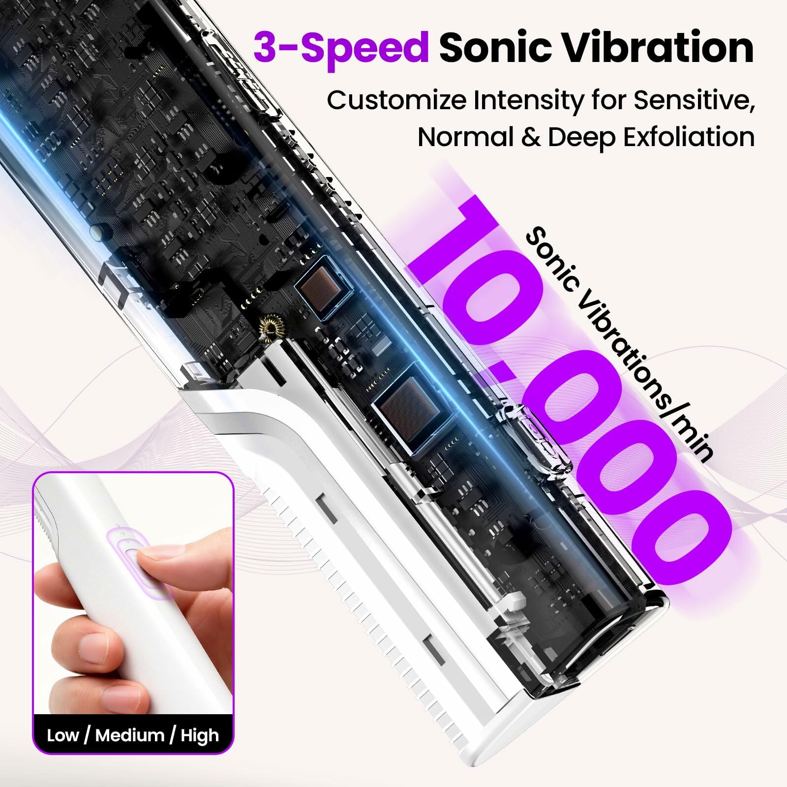Electric Sonic Face Razor Tool for Women with 10 Replacement Blades 3 Adjustable Speeds, Gentle Peach Fuzz Remover for Face Exfoliation and Hair,Built-in LED Light Dermaplane Razor Eyebrow Trimmer