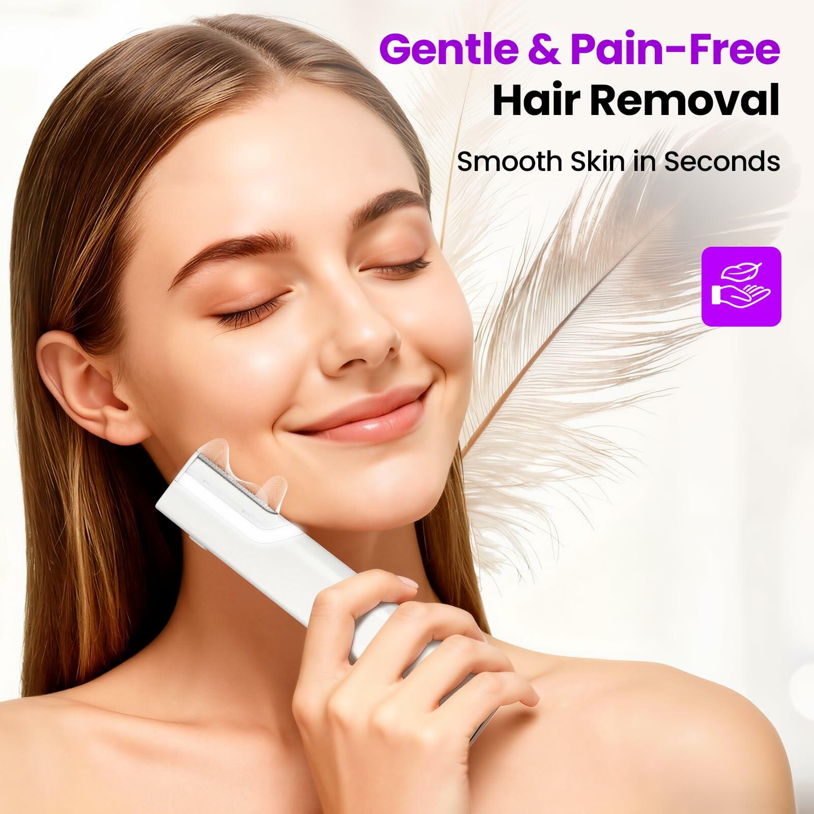 Electric Sonic Face Razor Tool for Women with 10 Replacement Blades 3 Adjustable Speeds, Gentle Peach Fuzz Remover for Face Exfoliation and Hair,Built-in LED Light Dermaplane Razor Eyebrow Trimmer