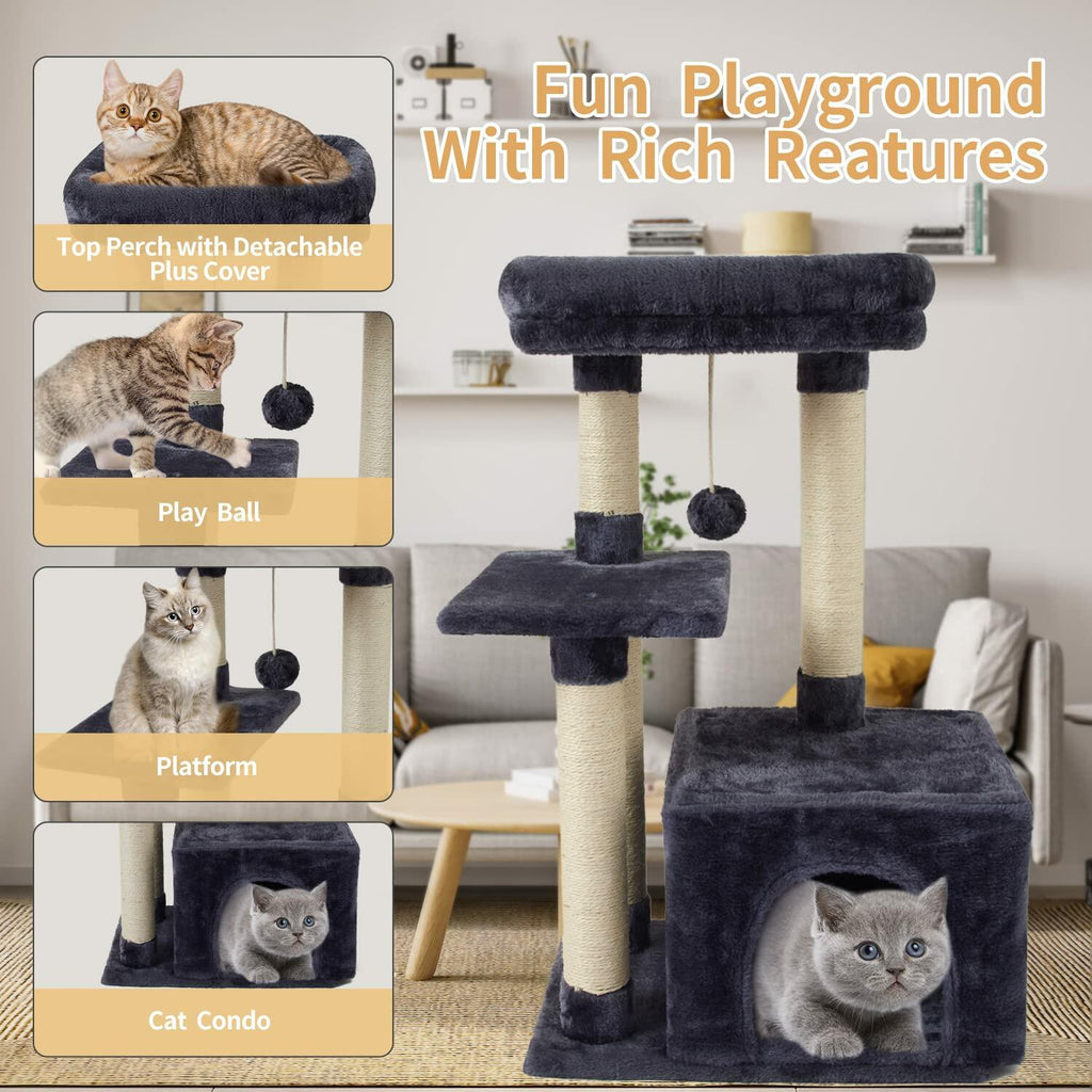 OPEN BOX - FISH&NAP Cute Cat Tree Kitten Cat Tower for Indoor Cat Condo Sisal