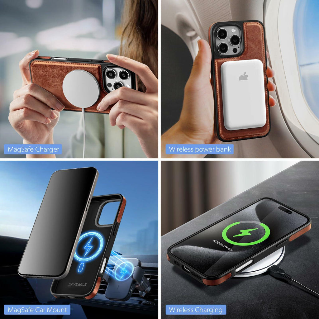 SkyEagle Compatible with Magsafe 2 in 1 Detachable iPhone 16 Pro Wallet Case