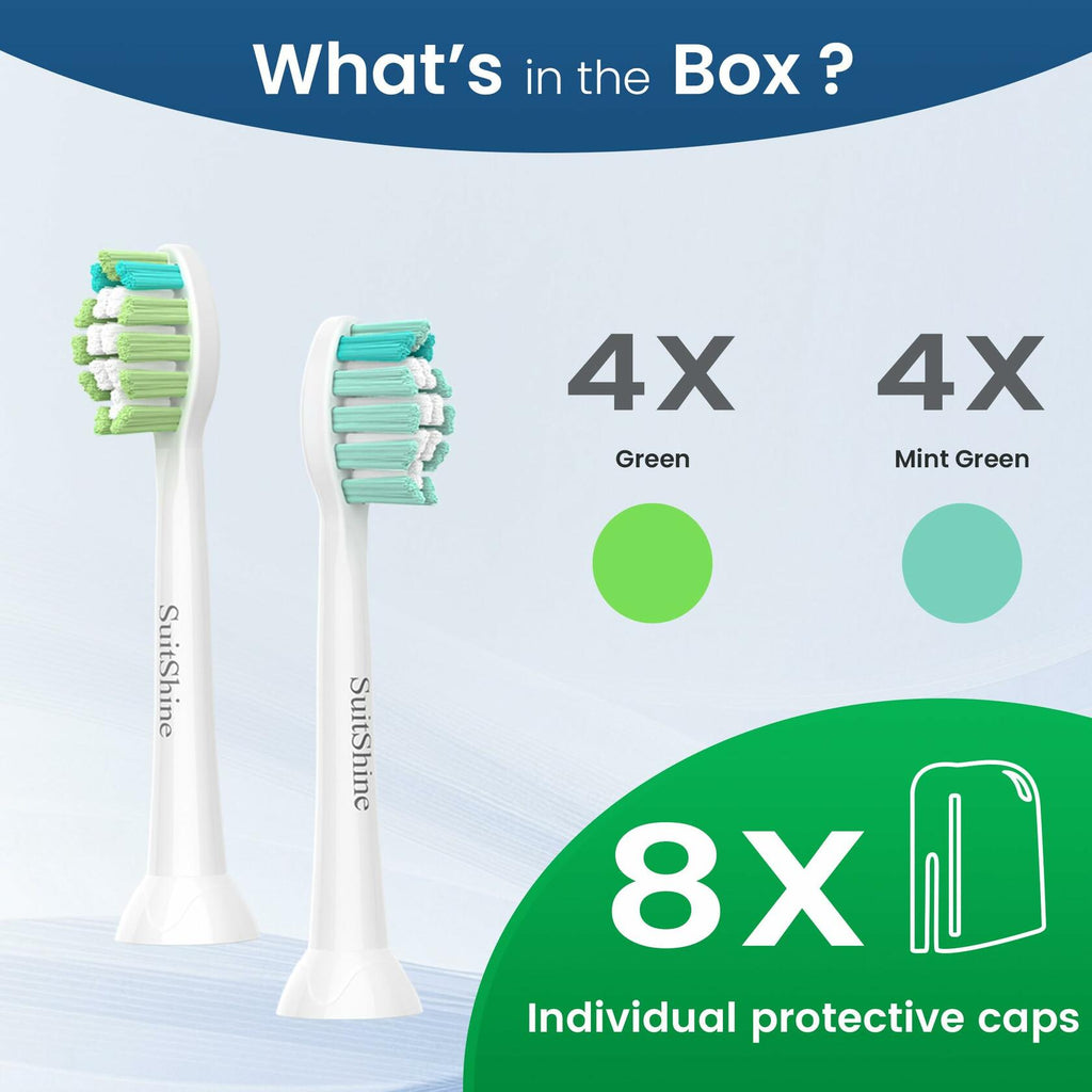 SuitShine Replacement Toothbrush Heads Compatible with Philips Sonicare and More
