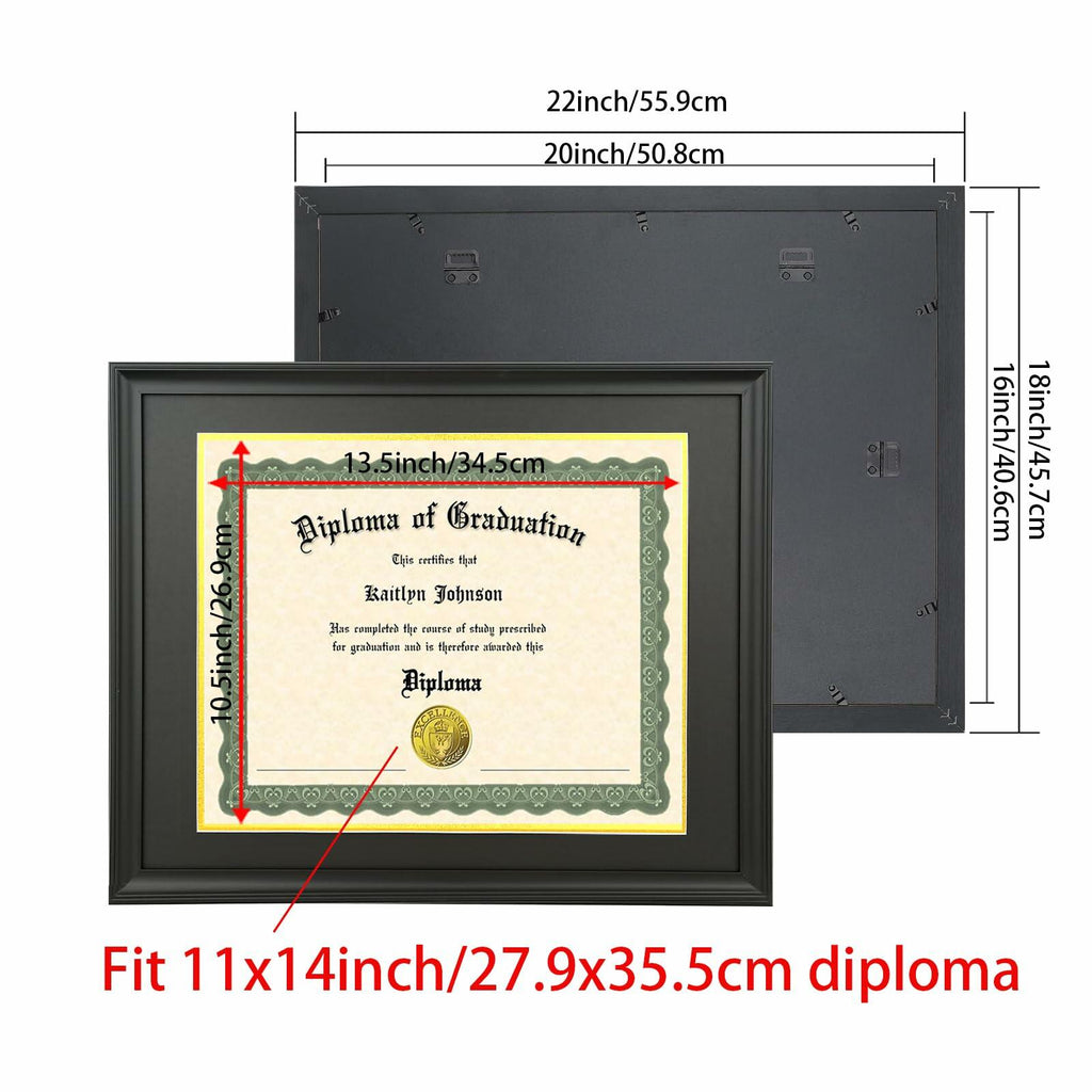LTYHHK 11x14 Diploma Frame Solid Wood Black, Displays 11x14 Diplomas with Black